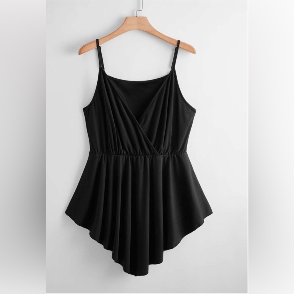 Plus Surplice Front Dip Hem Cami Top